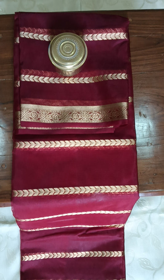 Banarasi  Semi Georgette Silk Saree - Deep Maroon Colour