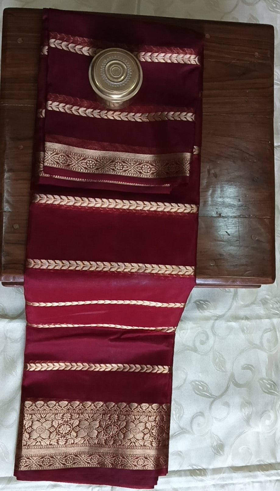 Banarasi  Semi Georgette Silk Saree - Deep Maroon Colour