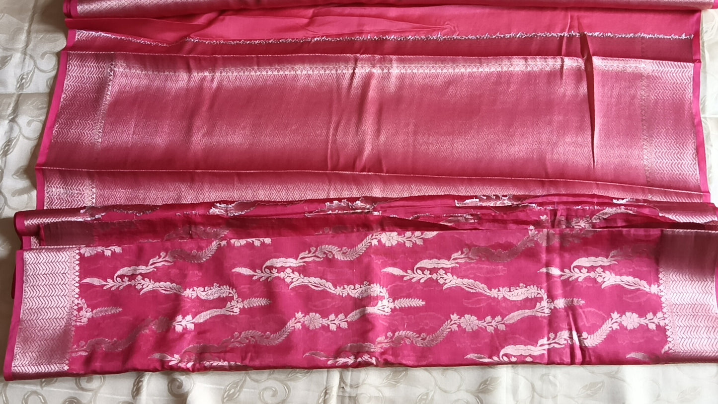 Banarasi Warm Silk Weaving Saree - Dark Pink