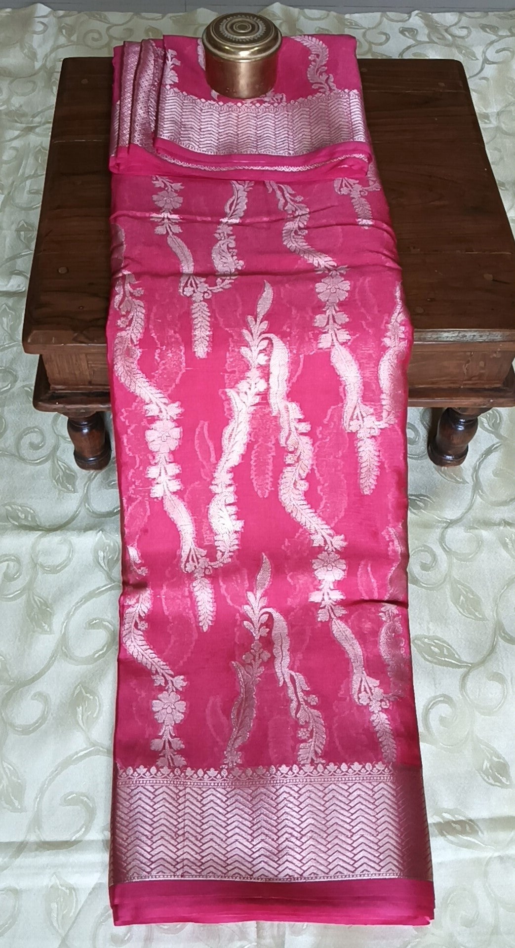 Banarasi Warm Silk Weaving Saree - Dark Pink