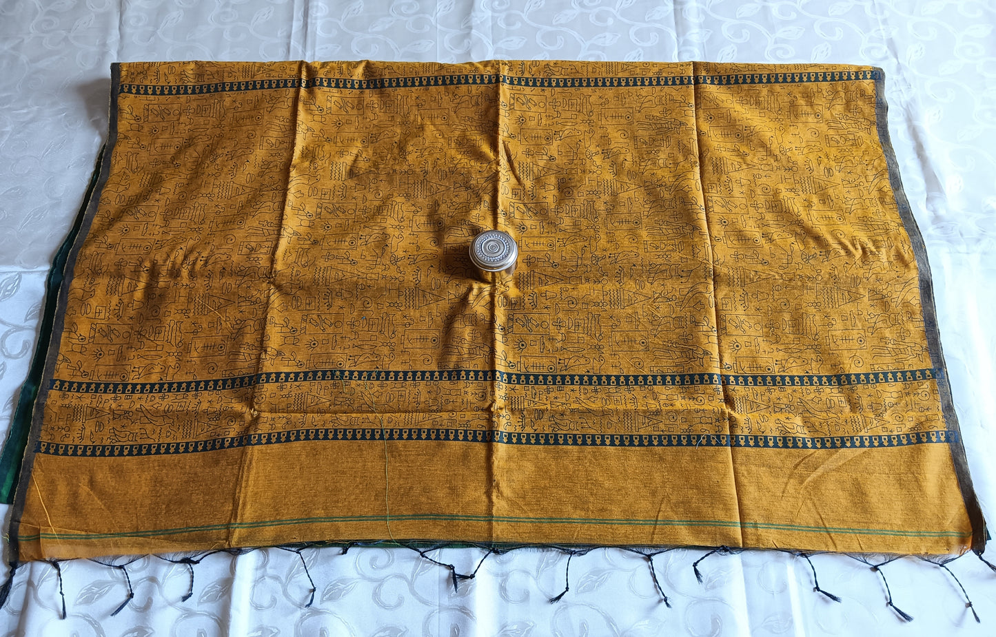 Bengal Handloom Cotton Saree With Contrast Pallu - Green Colour