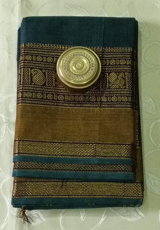 South cotton saree - Deep green colour