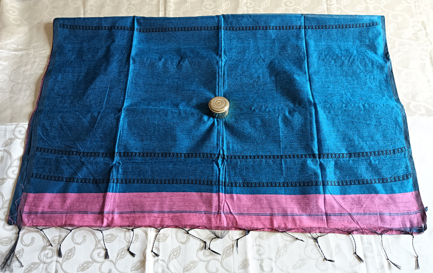 Bengal Handloom Cotton Saree With Contrast Pallu - Light Pink Colour