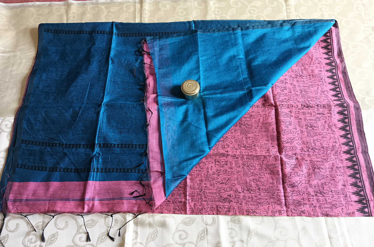 Bengal Handloom Cotton Saree With Contrast Pallu - Light Pink Colour