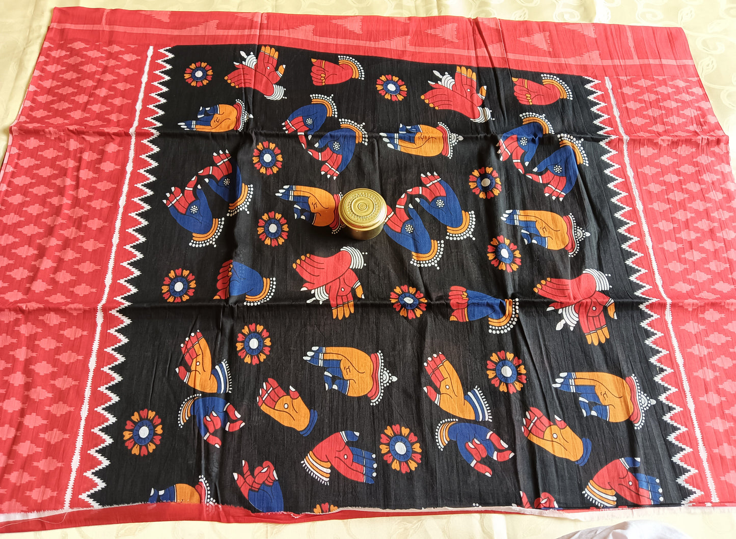 Hand Block Printed Pure Cotton Mulmul Saree