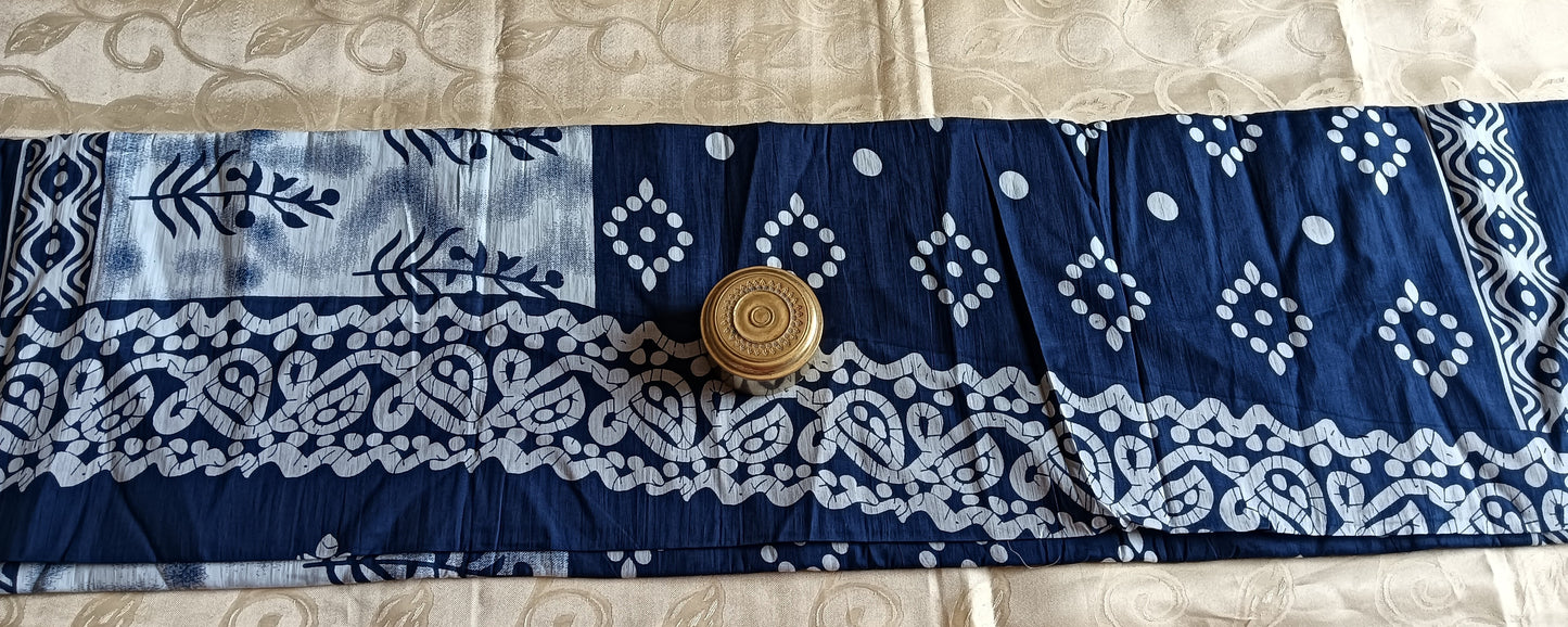 Hand Block Printed Pure Cotton Mulmul Saree