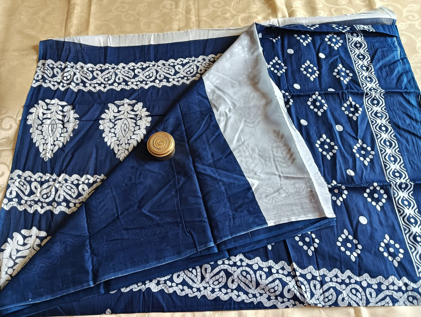 Hand Block Printed Pure Cotton Mulmul Saree