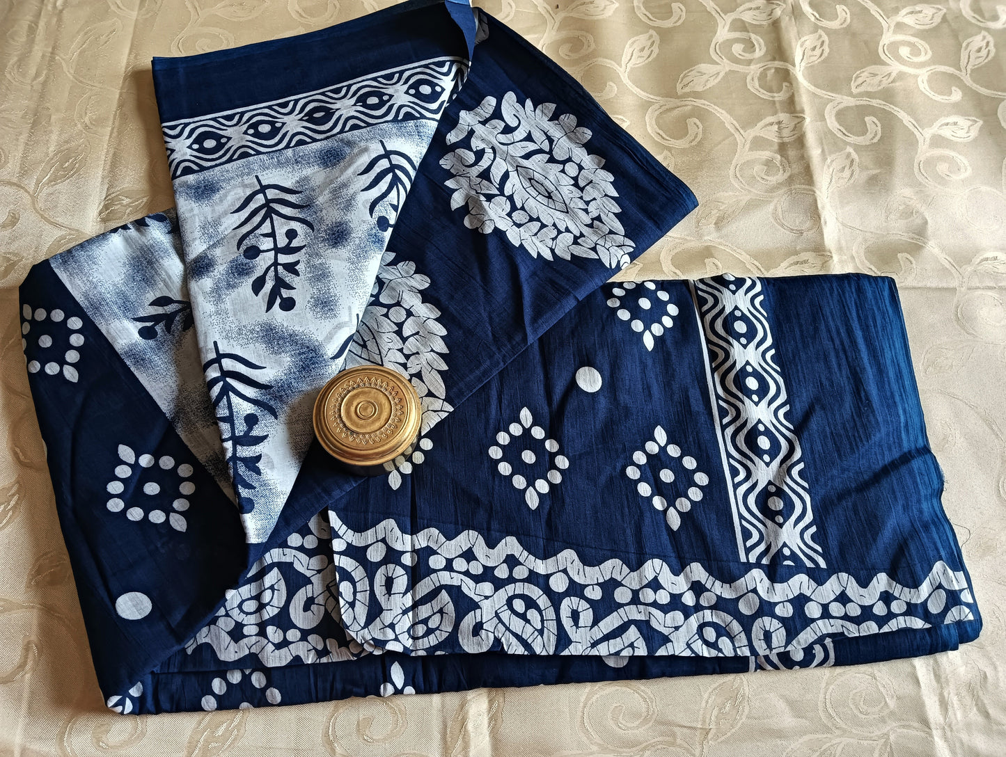 Hand Block Printed Pure Cotton Mulmul Saree