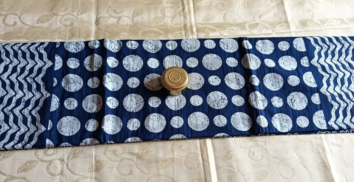 Hand Block Printed Pure Cotton Mulmul Saree - Indigo