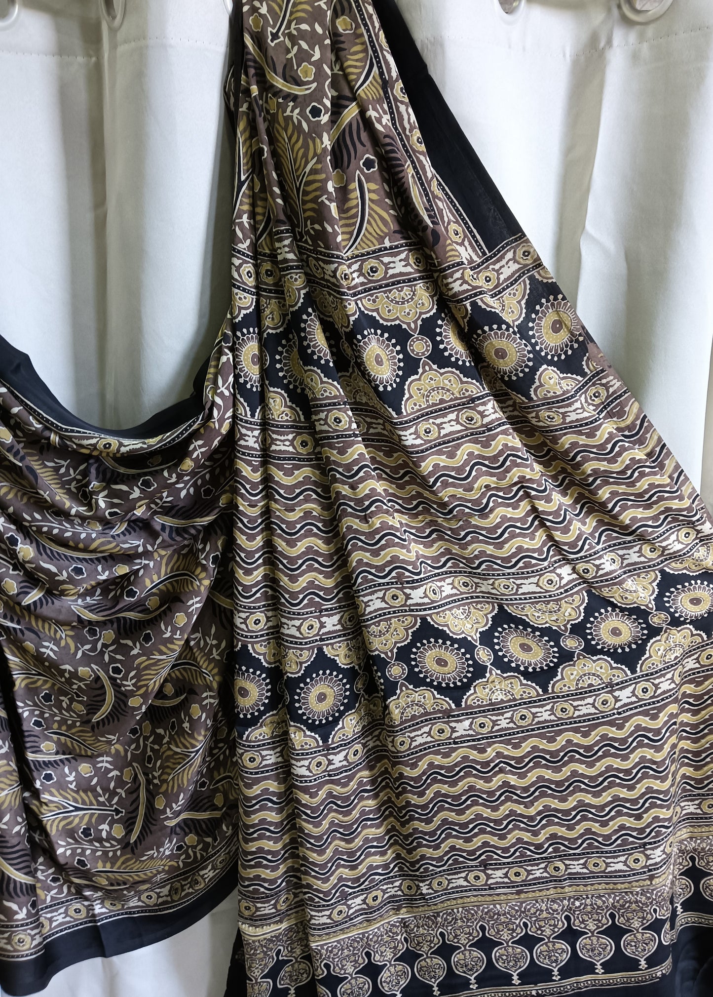 Modal silk saree- Ajrakh print